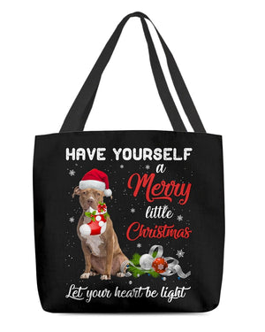 Little Christmas-BROWN Pitbull-Cloth Tote Bag