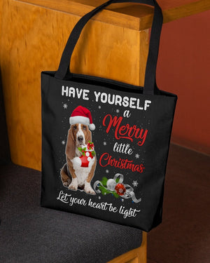 Little Christmas-Basset Hound-Cloth Tote Bag