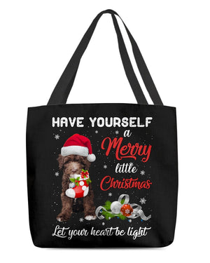 Little Christmas-CHOCOLATE Goldendoodle-Cloth Tote Bag