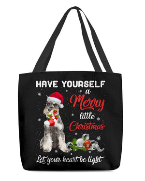 Little Christmas-GREY Miniature Schnauzer-Cloth Tote Bag