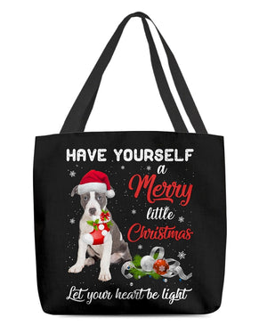 Little Christmas-Pitbull 2-Cloth Tote Bag