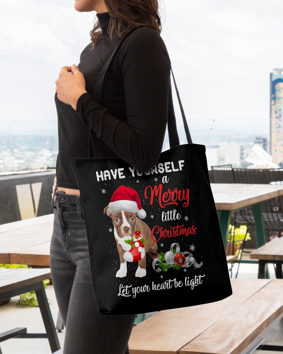 Little Christmas-RED Boston Terrier-Cloth Tote Bag