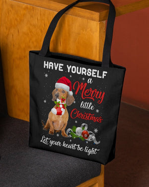 Little Christmas-RED Dachshund-Cloth Tote Bag