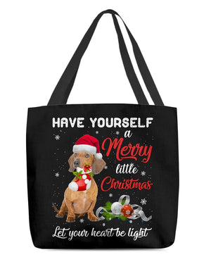 Little Christmas-RED Dachshund-Cloth Tote Bag