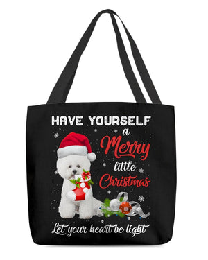 Little Christmas-WHITE Bichon Frise-Cloth Tote Bag