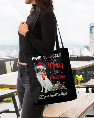 Little Christmas-WHITE LONG HAIRED Chihuahua-Cloth Tote Bag