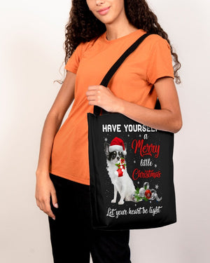 Little Christmas-WHITE LONG HAIRED Chihuahua-Cloth Tote Bag