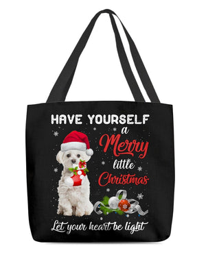 Little Christmas-WHITE Maltese-Cloth Tote Bag