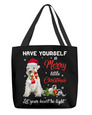 Little Christmas-WHITE Miniature Schnauzer-Cloth Tote Bag