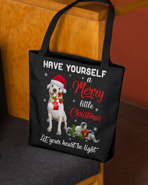 Little Christmas-WHITE Pitbull-Cloth Tote Bag