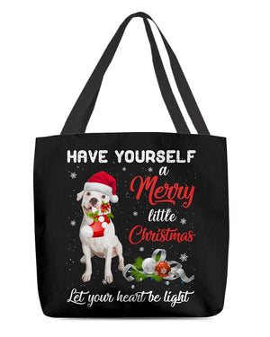 Little Christmas-WHITE Pitbull-Cloth Tote Bag