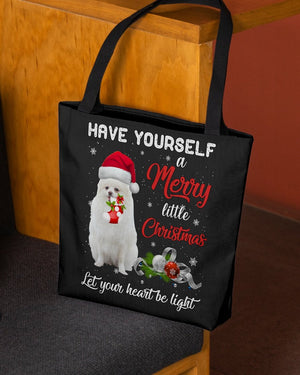 Little Christmas-WHITE Pomeranian-Cloth Tote Bag