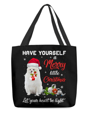 Little Christmas-WHITE Pomeranian-Cloth Tote Bag