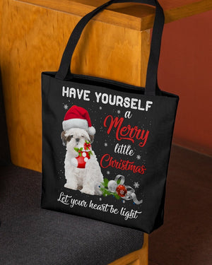 Little Christmas-WHITE Shih Tzu-Cloth Tote Bag