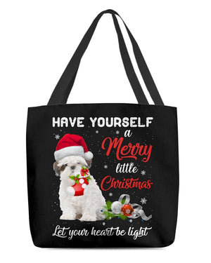 Little Christmas-WHITE Shih Tzu-Cloth Tote Bag