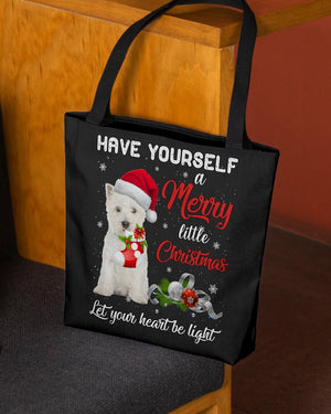 Little Christmas-West Highland White Terrier-Cloth Tote Bag