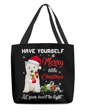 Little Christmas-West Highland White Terrier-Cloth Tote Bag