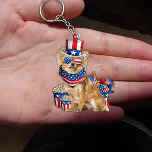 Long Hair Cream Chihuahua-July Stuff Flat Acrylic Keychain