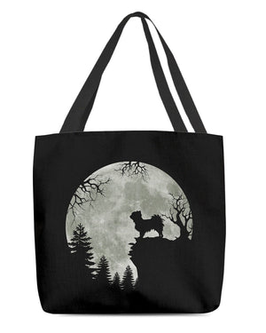 Long haired Dachshund-Night Moon Cloth Tote Bag3