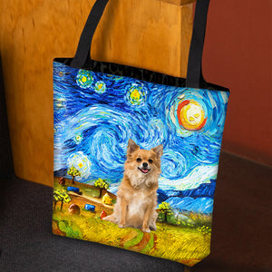 Long Hair Chihuahua-Oil Painting-Cloth Tote Bag