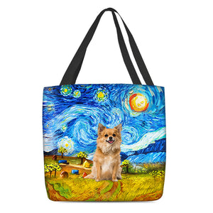 Long Hair Chihuahua-Oil Painting-Cloth Tote Bag