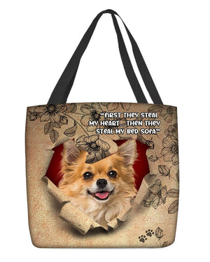 Long Hair Chihuahua-Torn Cloth Tote Bag