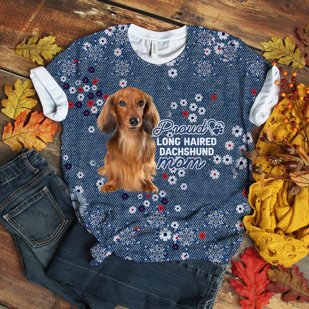 Long Haired Dachshund Pround Mom T-shirt