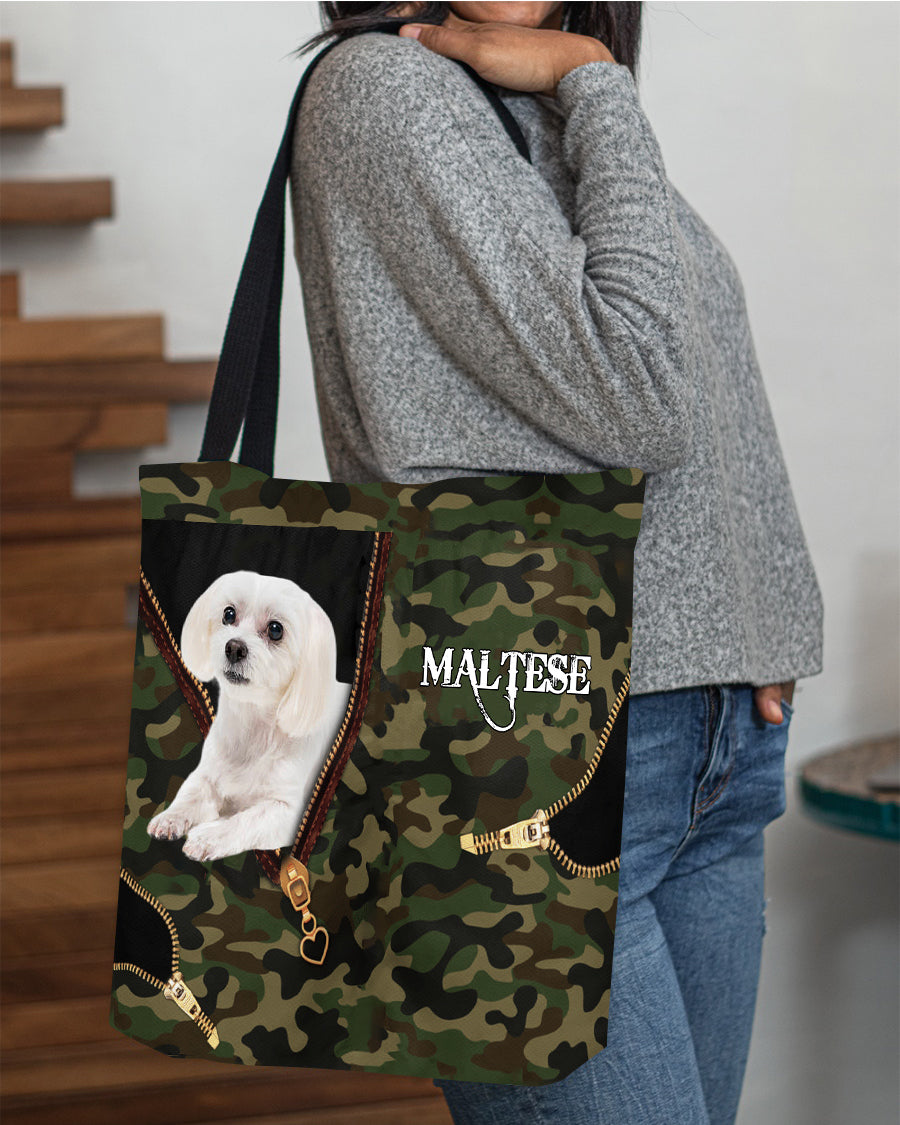 Maltese-1 Camo Cloth Tote Bag