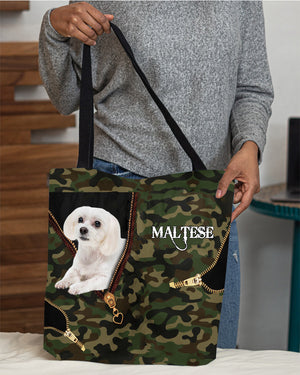 Maltese-1 Camo Cloth Tote Bag