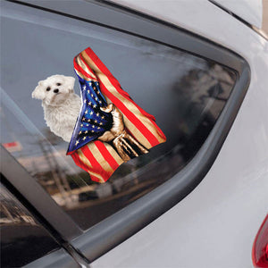 Maltese-American Flag Front Car Sticker