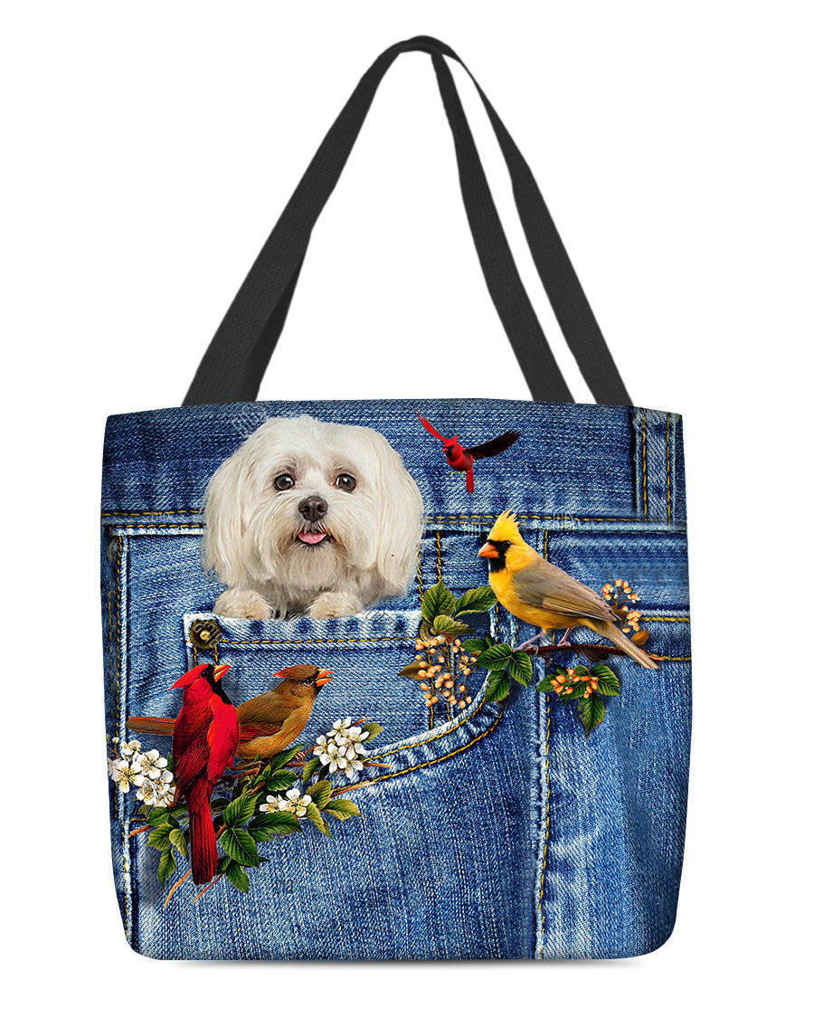 Maltese-Cardinal & Dog Cloth Tote Bag