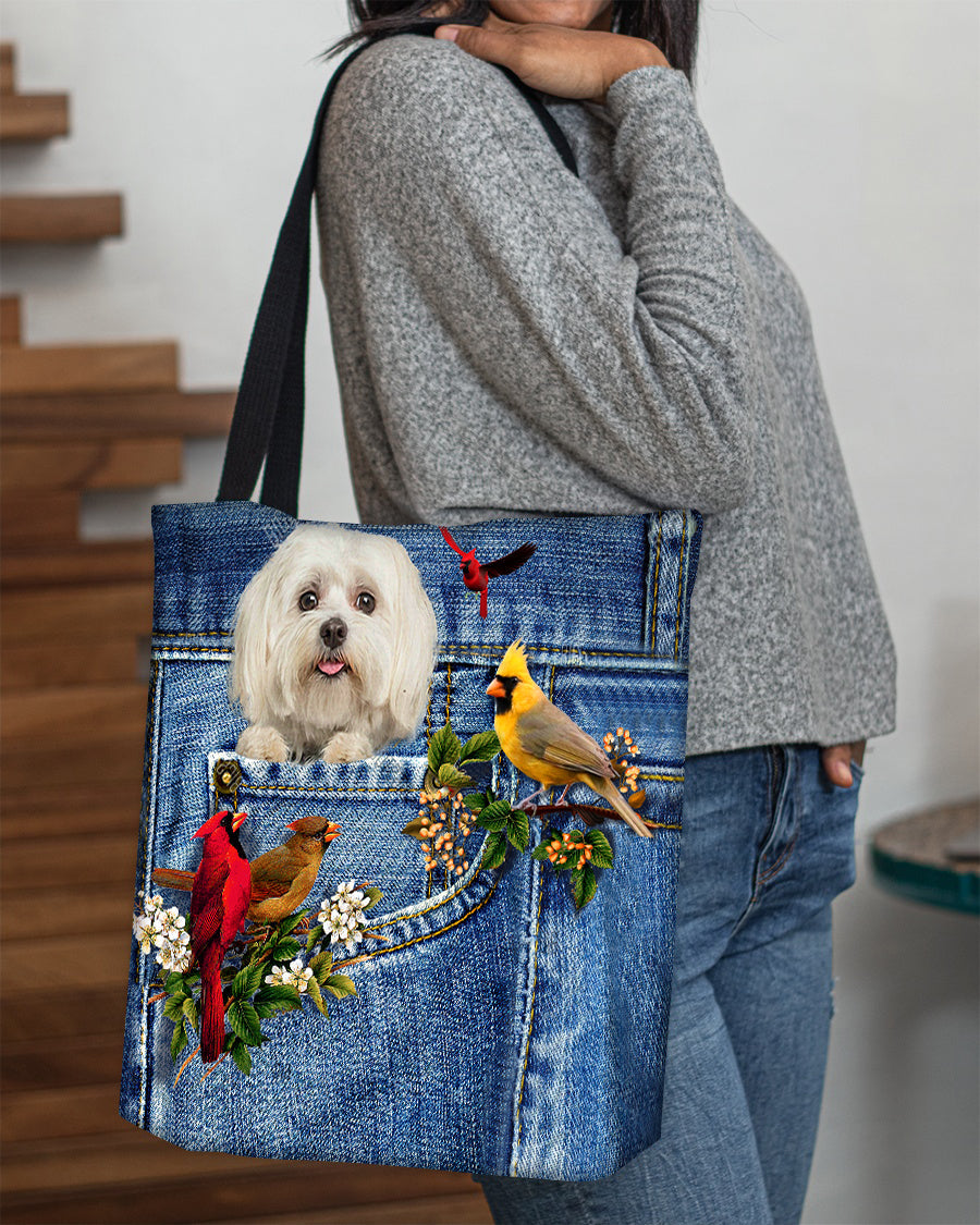 Maltese-Cardinal & Dog Cloth Tote Bag