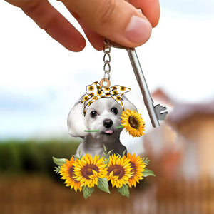 Maltese-Dog Mom Keychain