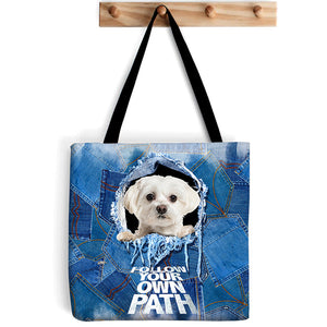 Maltese -Follow Your Own Path-Cloth Tote Bag