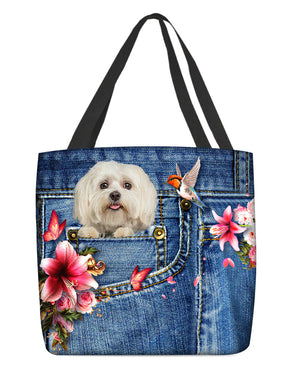 Maltese-Lily Cloth Tote Bag