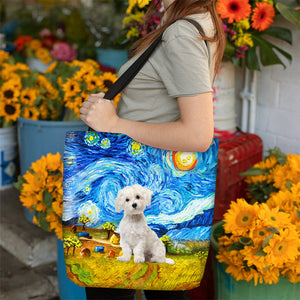 Maltese-Oil Painting-Cloth Tote Bag