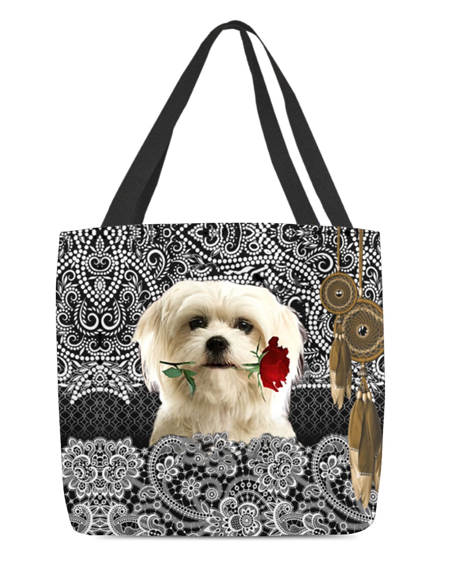 Maltese-Rose Cloth Tote Bag
