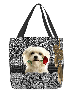 Maltese-Rose Cloth Tote Bag