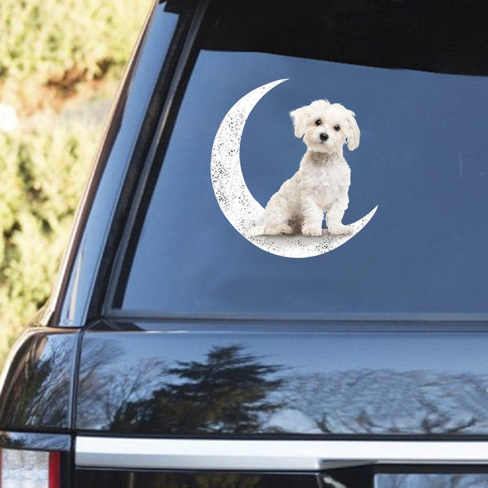 Maltese-Sit On The Moon Decal