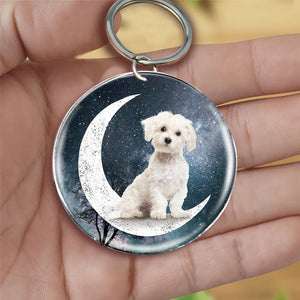 Maltese-Stars and Moon-Round Resin Epoxy Metal Keychain