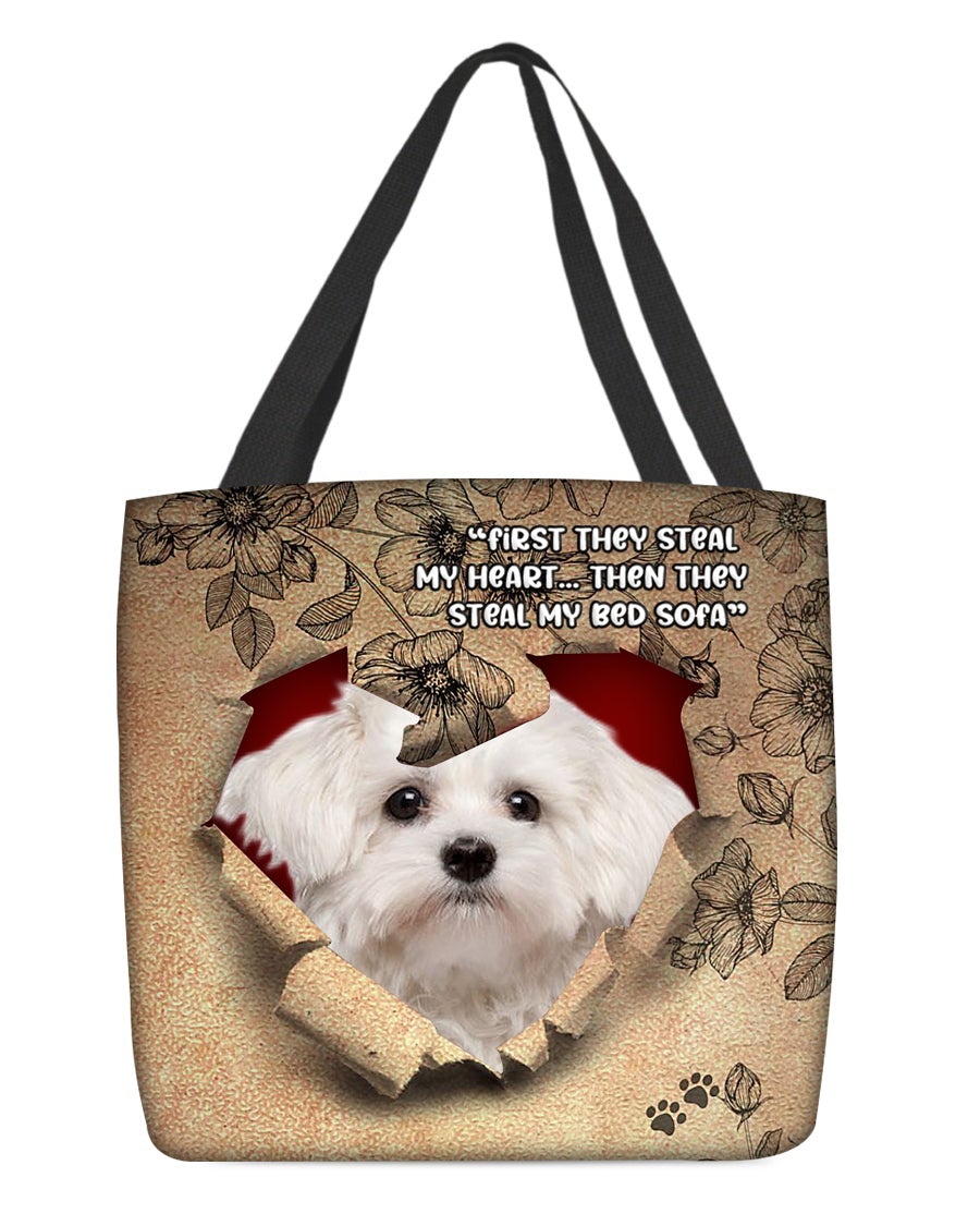Maltese-Torn Cloth Tote Bag