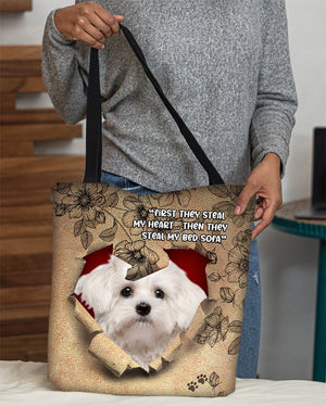 Maltese-Torn Cloth Tote Bag