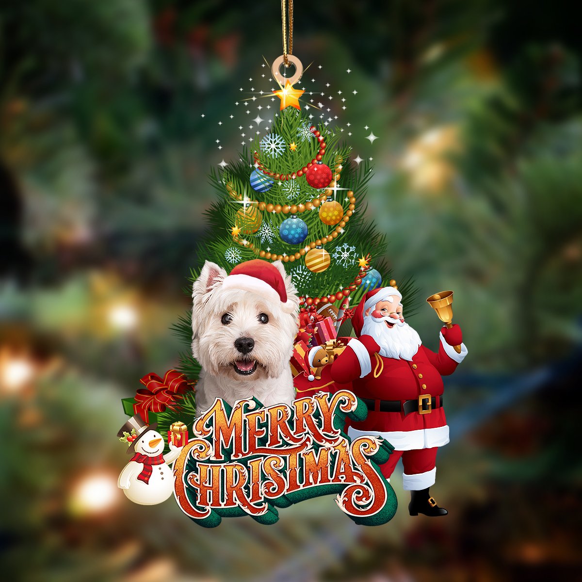 Maltese 2-Christmas Tree&Dog Hanging Ornament