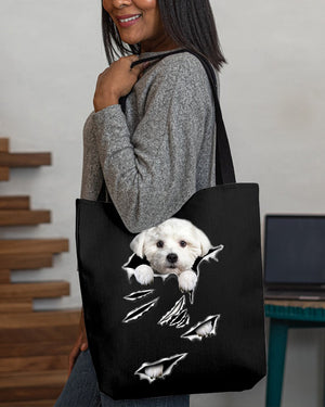 Cracks-Maltese-Cloth Tote Bag