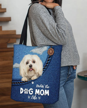 Maltese-Dog Mom Life-Cloth Tote Bag