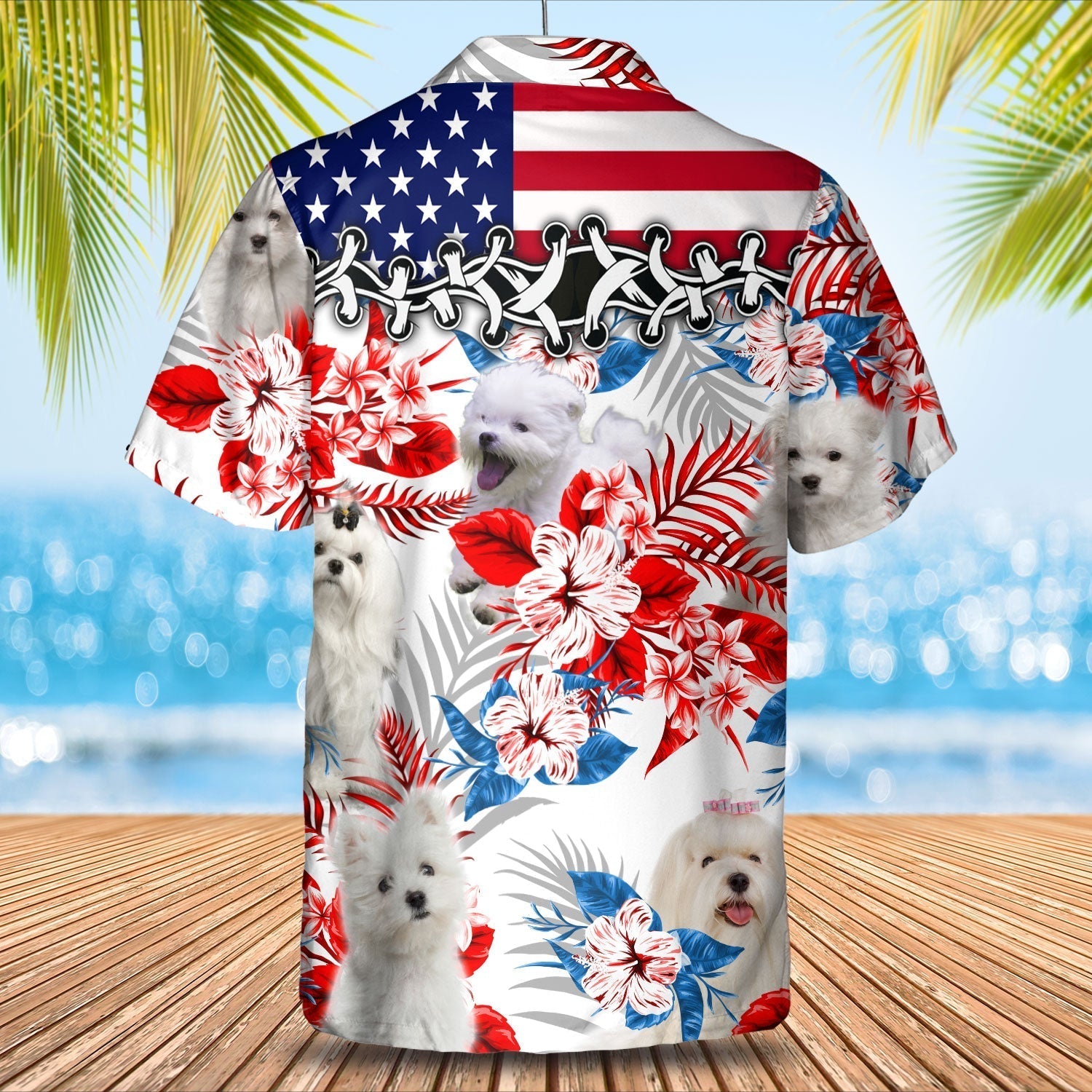 Maltese American Flag Hawaiian Shirt