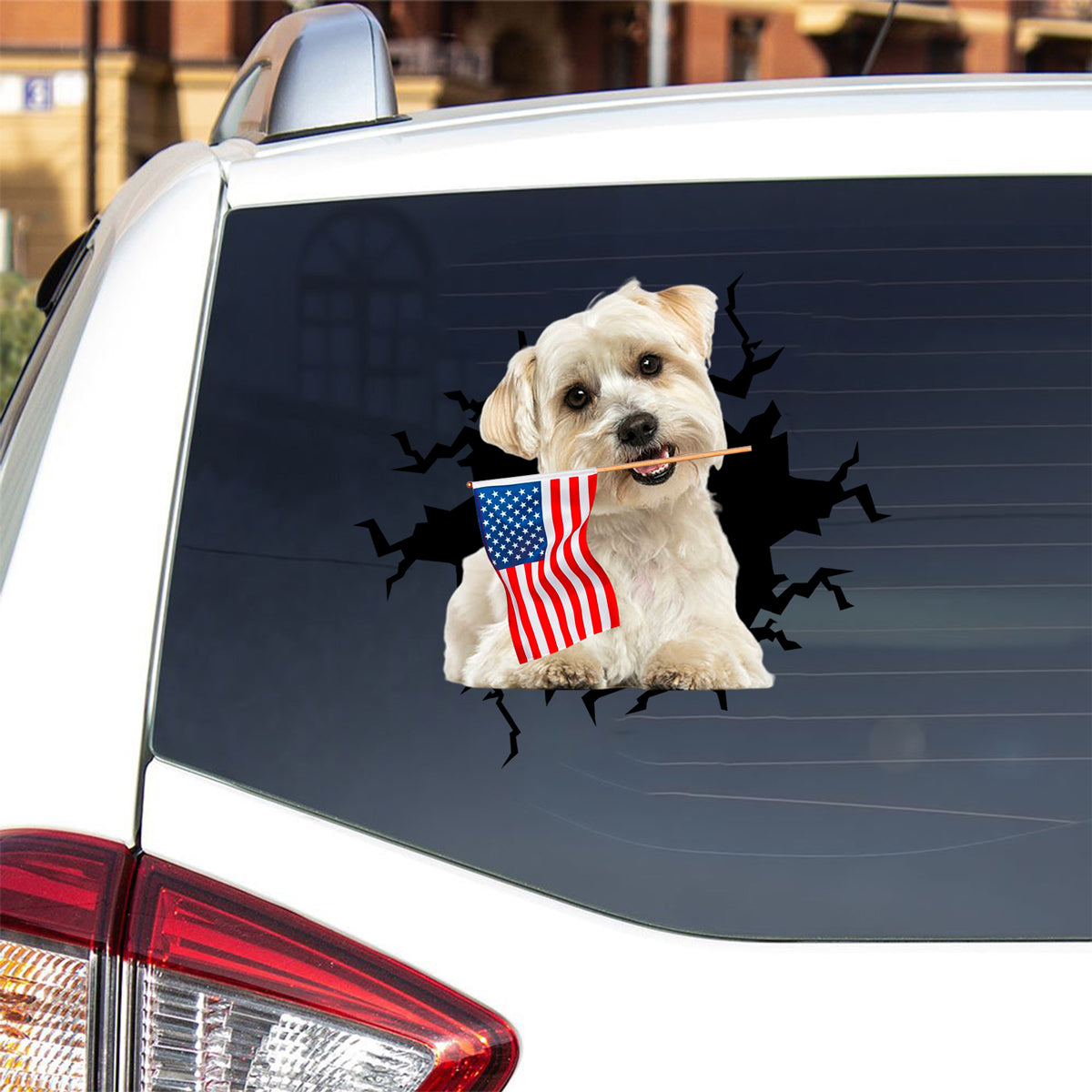 Maltese And American Flag Independent Day Car Sticker Decal