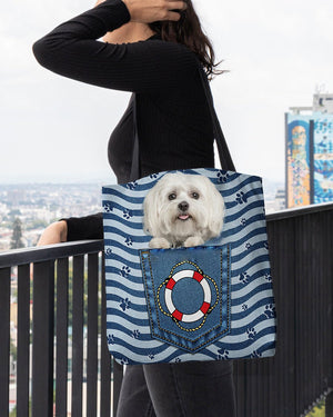 Maltese On Board-Cloth Tote Bag