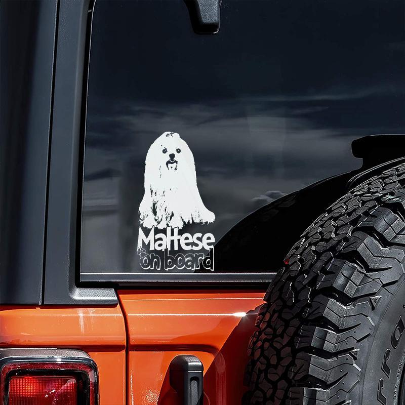 Maltese Terrier2 on Board-Car Window Sticker-Dog Sign Decal