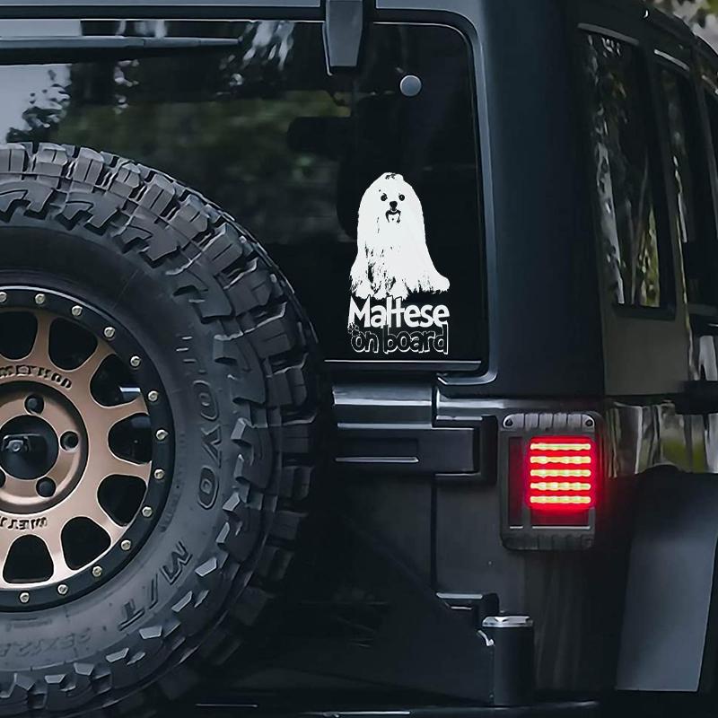 Maltese Terrier2 on Board-Car Window Sticker-Dog Sign Decal